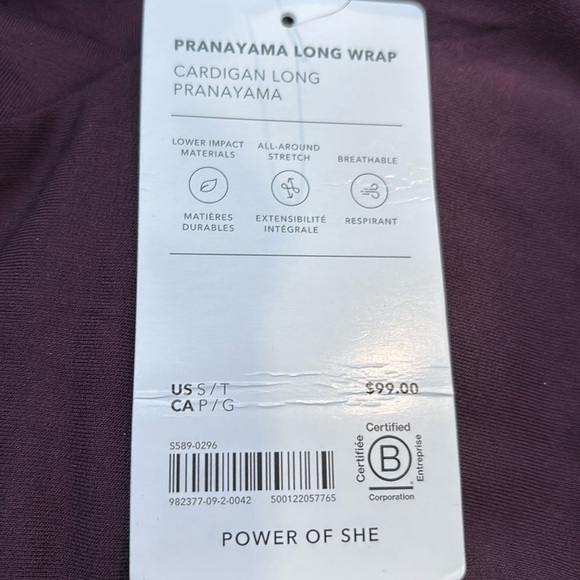 NWT Athleta Pranayama Long Spice Cabernet Wrap Size S/T - Picture 8 of 8